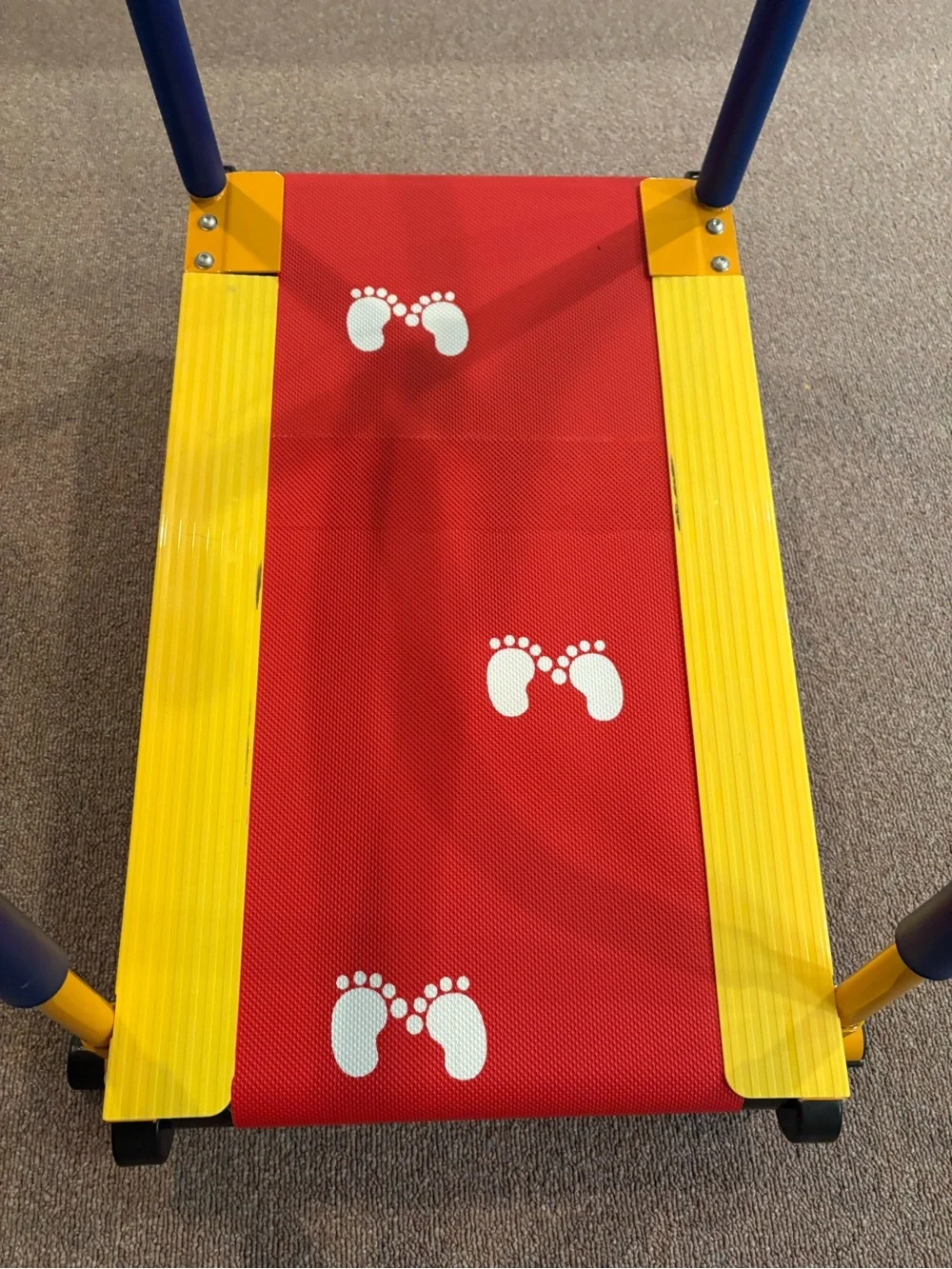 Children's Bright Red & Yellow Treadmill with Blue Handrails -Kids Toy 3-15 year